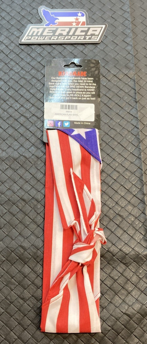 NEW GENUINE HAIR GLOVE 56513 American Flag Pre-Sewn Bandana Headband
