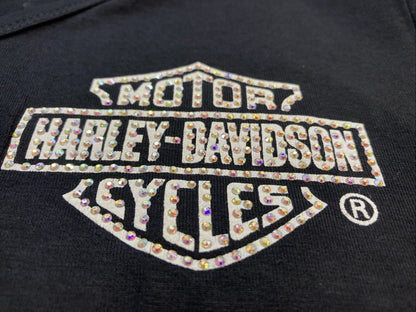 NEW GENUINE HARLEY-DAVIDSON HT4945BLK Women's LG Classic Racer Long Sleeve Shirt