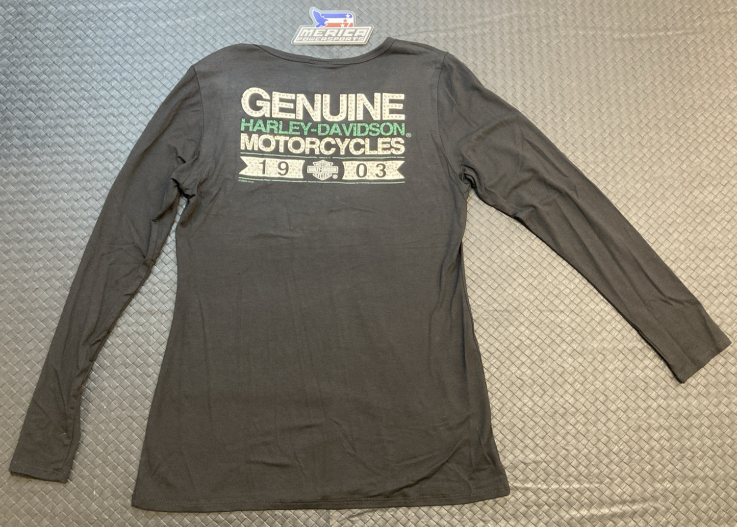 NEW GENUINE HARLEY-DAVIDSON HT4945BLK Women's LG Classic Racer Long Sleeve Shirt