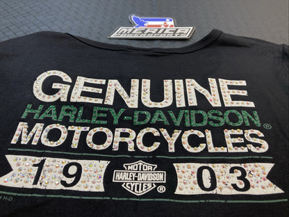 NEW GENUINE HARLEY-DAVIDSON HT4945BLK Women's LG Classic Racer Long Sleeve Shirt
