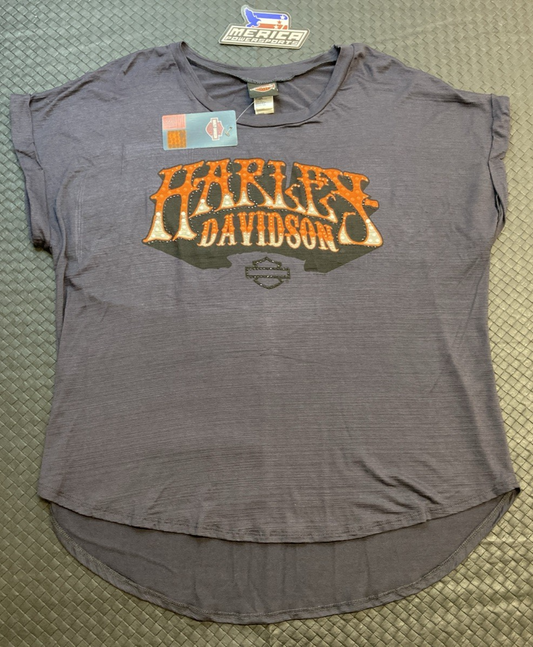 NEW GENUINE HARLEY-DAVIDSON HT4875DGY Women's WWL RIDE GOOVY TEE
