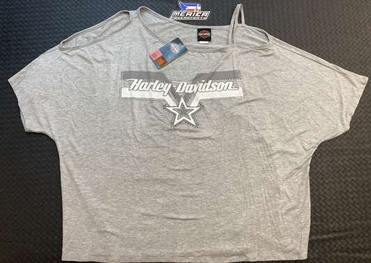 NEW GENUINE HARLEY-DAVIDSON HT4844HGY Women's 2X TURBO STAR SHORT SLEEVE
