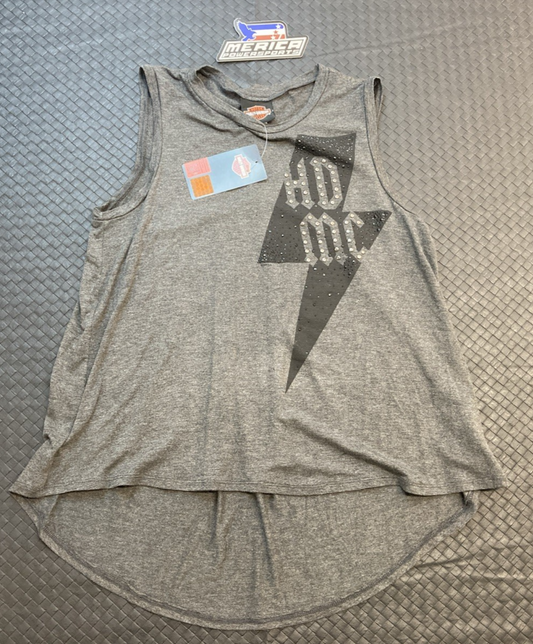 NEW GENUINE HARLEY-DAVIDSON HT4897CGY WOMEN'S LG Tank Top Bolt Out