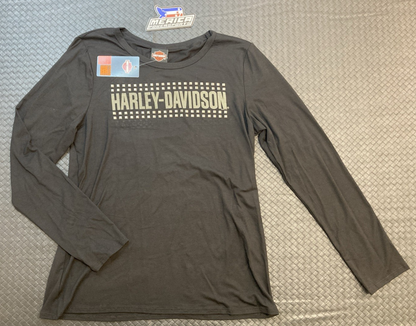 NEW GENUINE HARLEY-DAVIDSON HT4945BLK Women's XL Ripple Block Long Sleeve Shirt