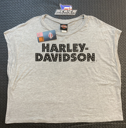 NEW GENUINE HARLEY-DAVIDSON HT4848HGY Women's S Hollow Short Sleeve Crew Neck
