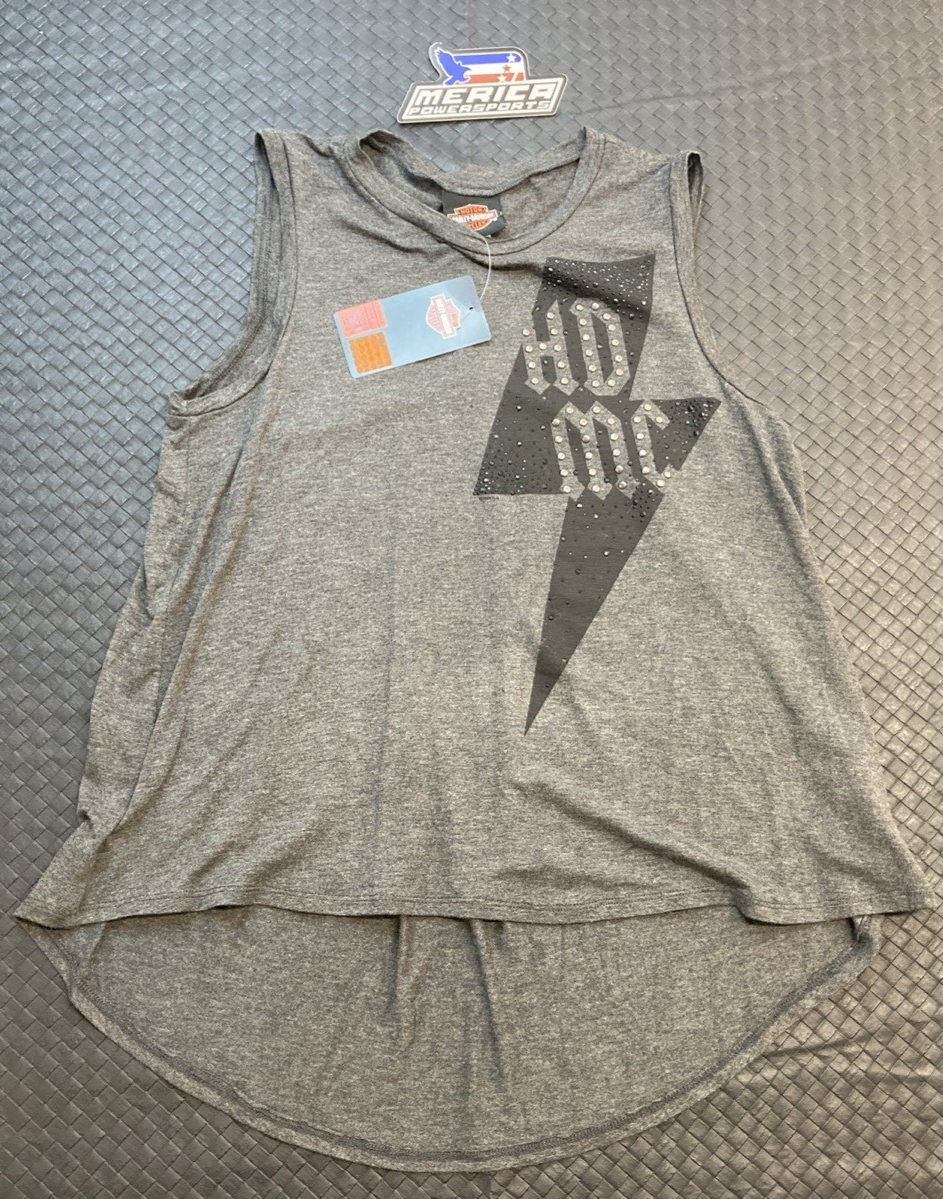 NEW GENUINE HARLEY-DAVIDSON HT4897CGY WOMEN'S M Tank Top Bolt Out