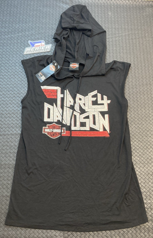 NEW GENUINE HARLEY DAVIDSON HT4672BLK Women's MD Rock Brigade Crew Neck Hoodie