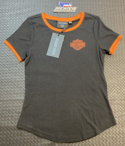 NEW GENUINE HARLEY DAVIDSON 96115-24VW Women's S Screamin' Eagle Ringer Tee