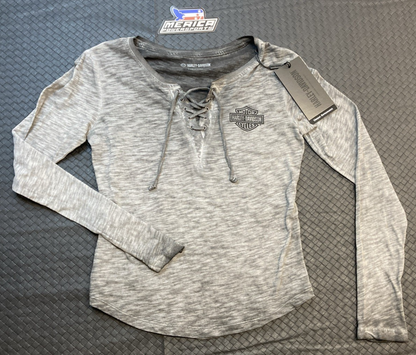 NEW GENUINE HARLEY DAVIDSON 97484-23VW Women's S Throttle Lace-Up Knit Top