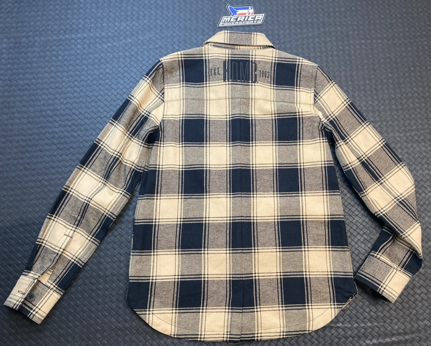 NEW GENUINE HARLEY DAVIDSON 96165-24VW WOMEN'S S Shadow Black/Tan Plaid Shirt