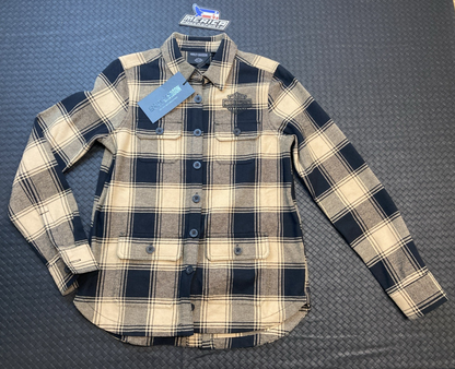 NEW GENUINE HARLEY DAVIDSON 96165-24VW WOMEN'S S Shadow Black/Tan Plaid Shirt