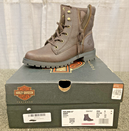 NEW GENUINE HARLEY DAVIDSON D84767 SIZE 8.5 WOMEN'S NOLANA 6" BRWN MOTORCYCLE