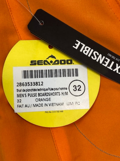 BRP 2863533812 SEA-DOO Mens Pulse Boardshorts ORANGE Size 32 New Genuine