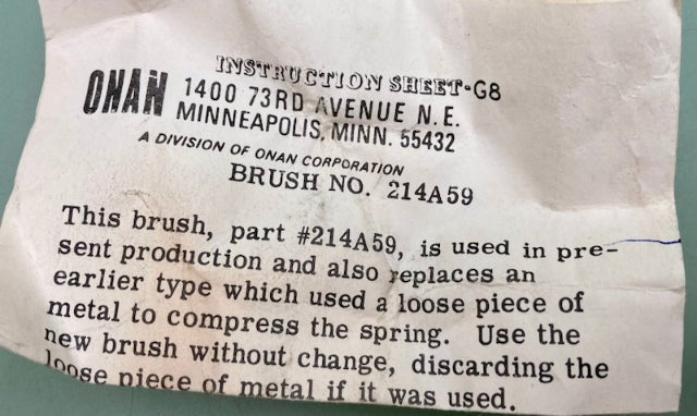 ONAN 214-059 BRUSH-AC New Genuine