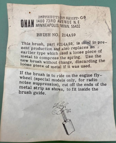 ONAN 214-0059 BRUSH-AC New Genuine