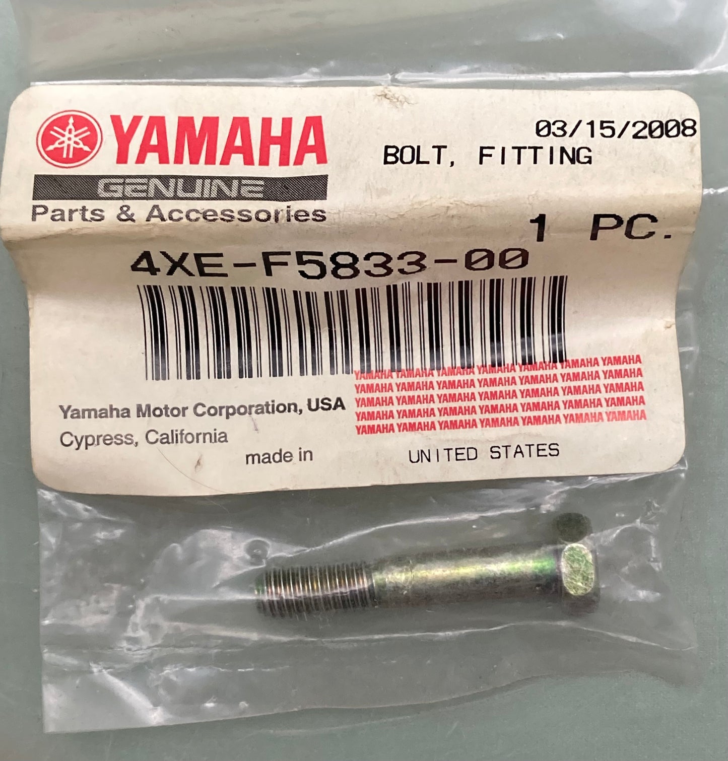 New Genuine Yamaha 4XE-F5833-00 Bolt, Fitting