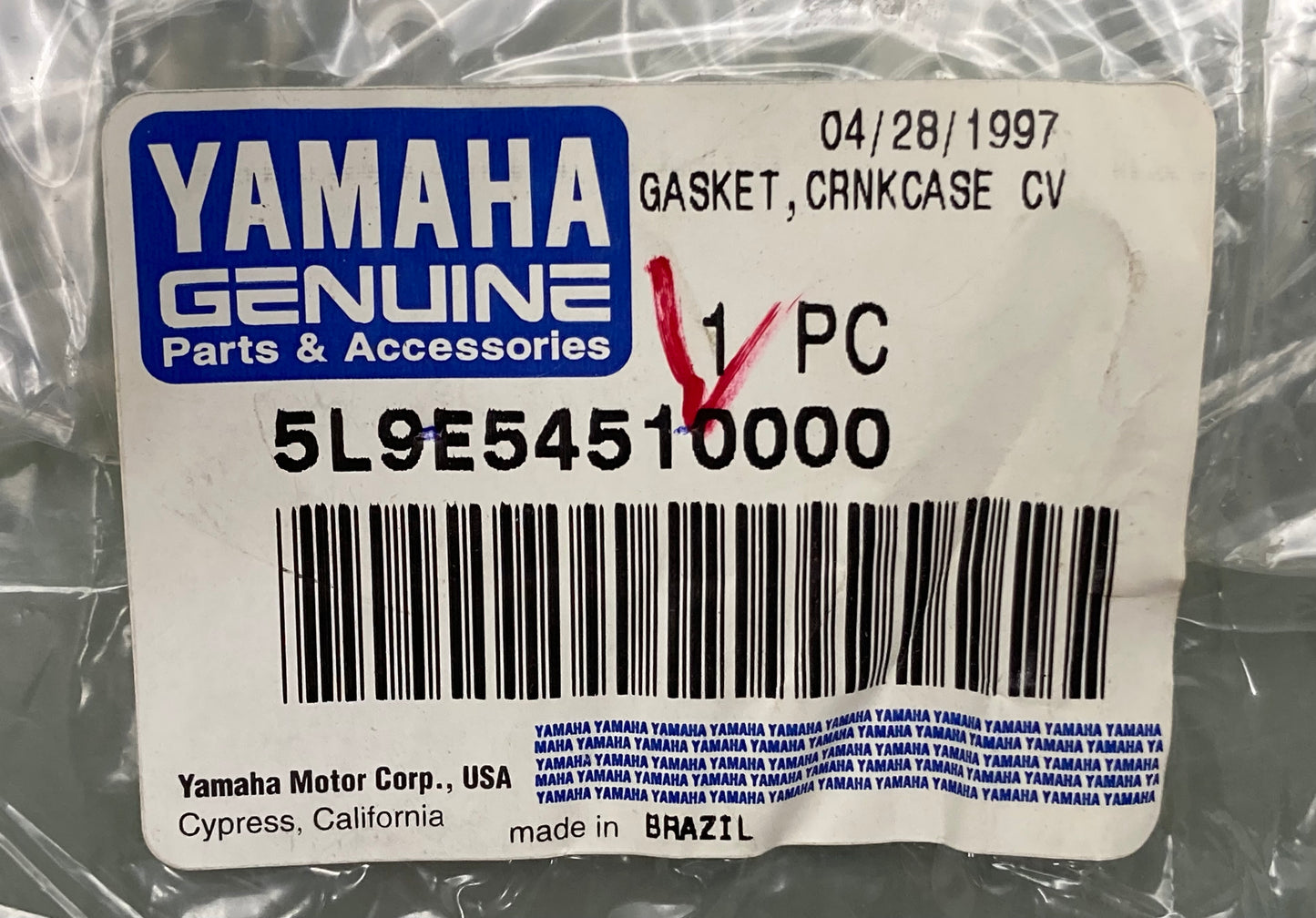 New Genuine Yamaha 5L9-E5451-00 Gasket, Crankcase, Cover, 1 5L9-E5451-00-00