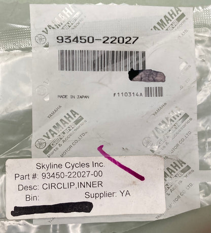 New Genuine Yamaha 93450-22027 Circlip, Inner 93450-22027-00
