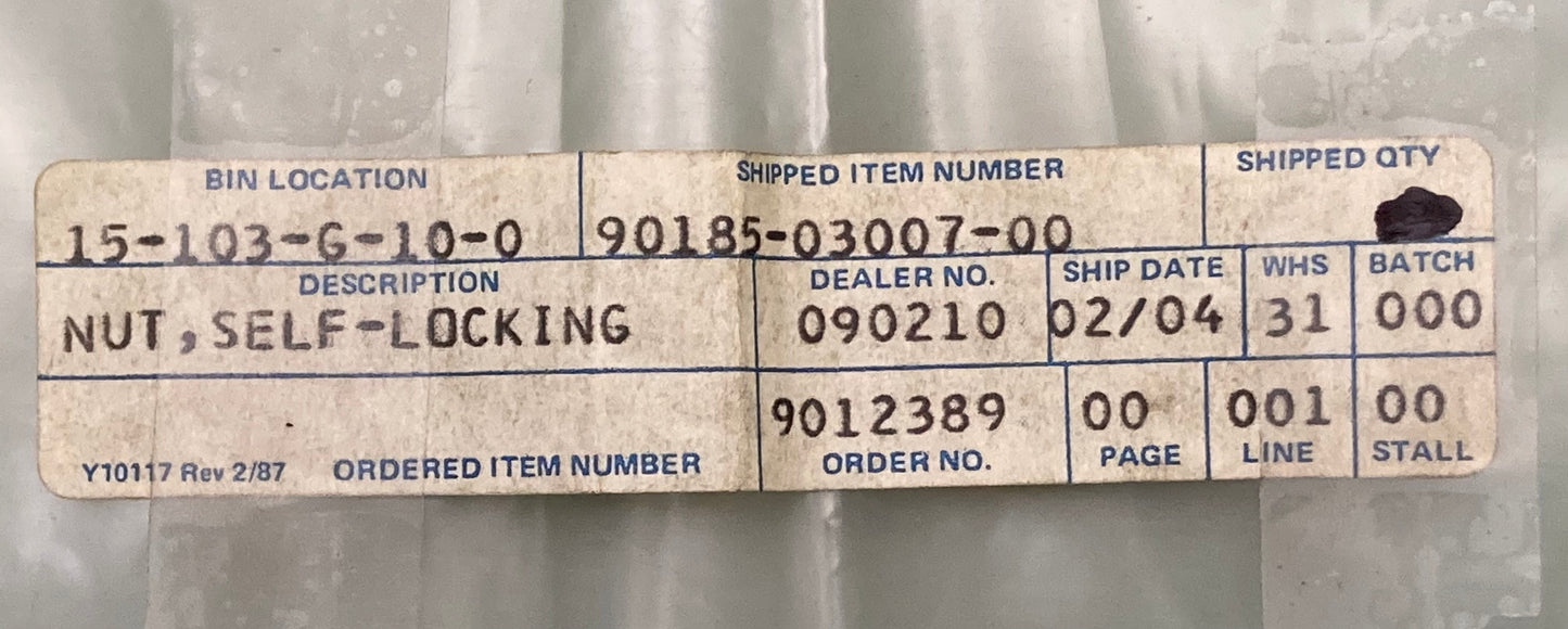 New Replaces Yamaha 90185-03007-00 Nut, Self-Locking