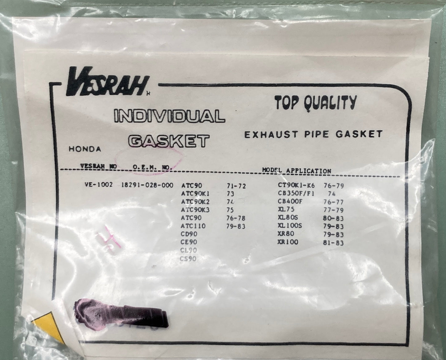New Genuine Vesrah VE-1002 Exhaust Gasket 18291-028-000