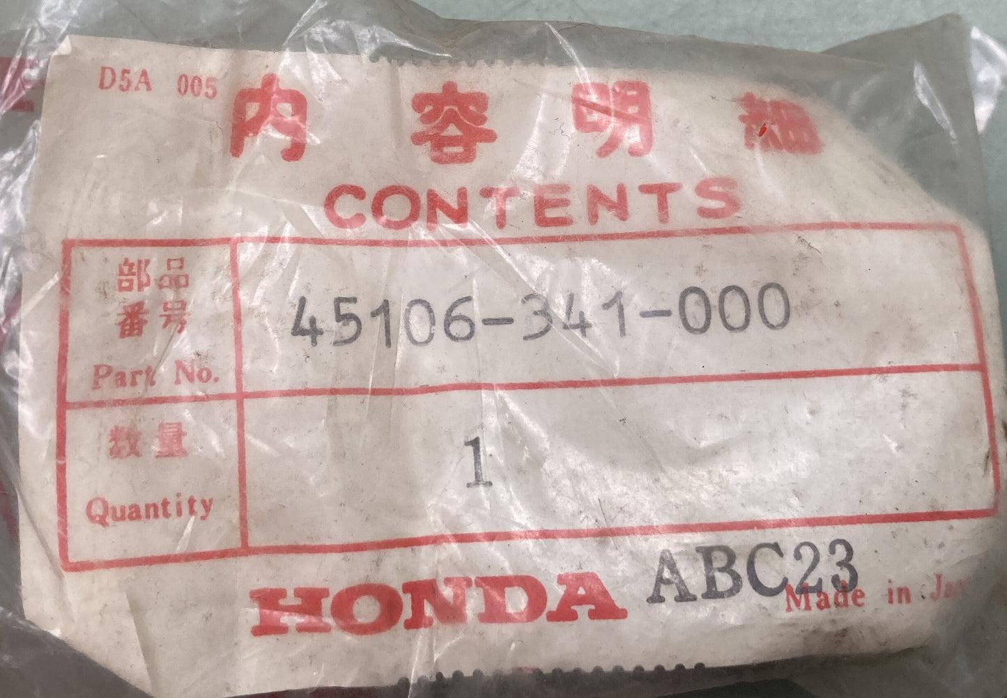New Genuine Honda 45106-341-000 Front Brake Pad