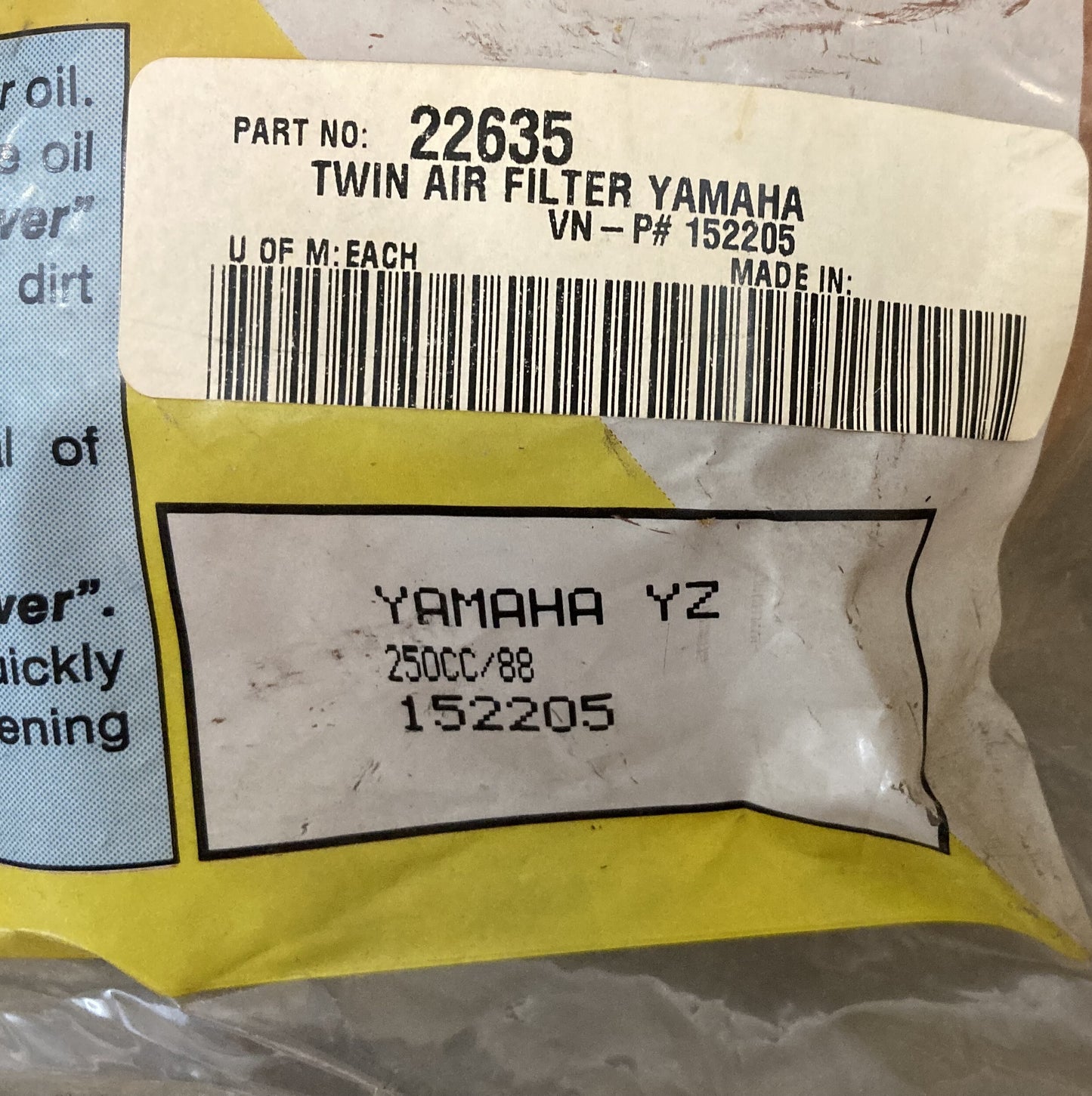 New Genuine Twin Air 22635 Air Filter, Yamaha