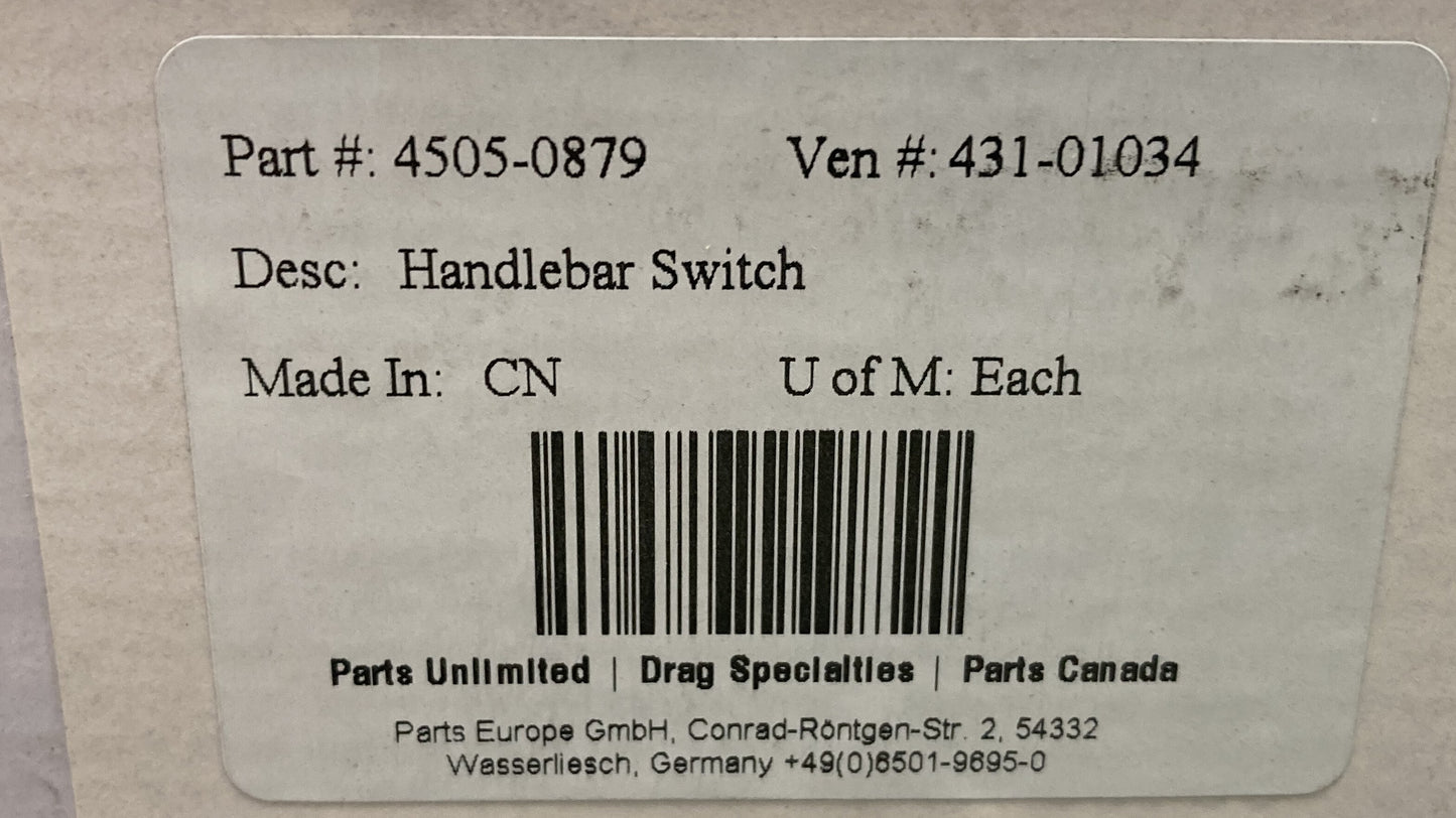 New Genuine Parts Unlimited 4505-0879 Handlebar Switch