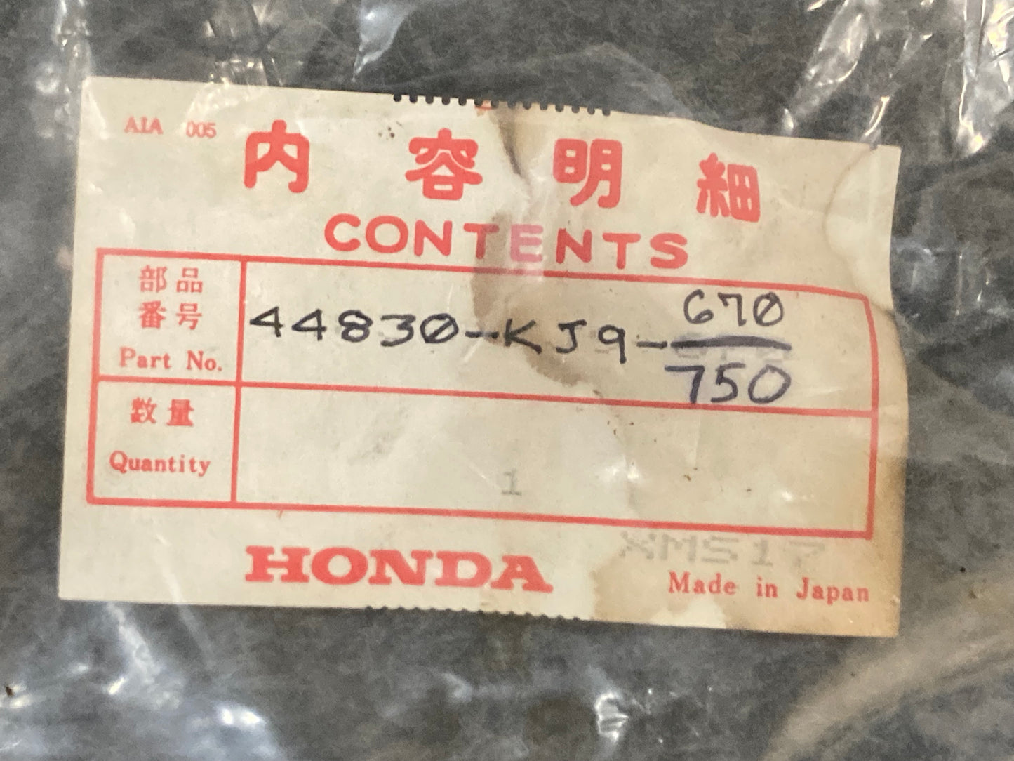 New Genuine Honda 44830-KJ9-670 Cable, Speedometer 44830-KJ9-750