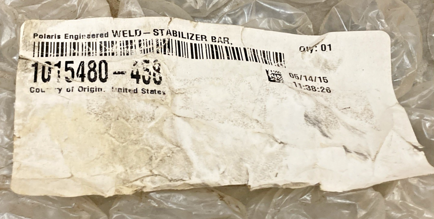 New Genuine Polaris 1015480-458 Bar, Stabilizer, Rear, Matte, Black