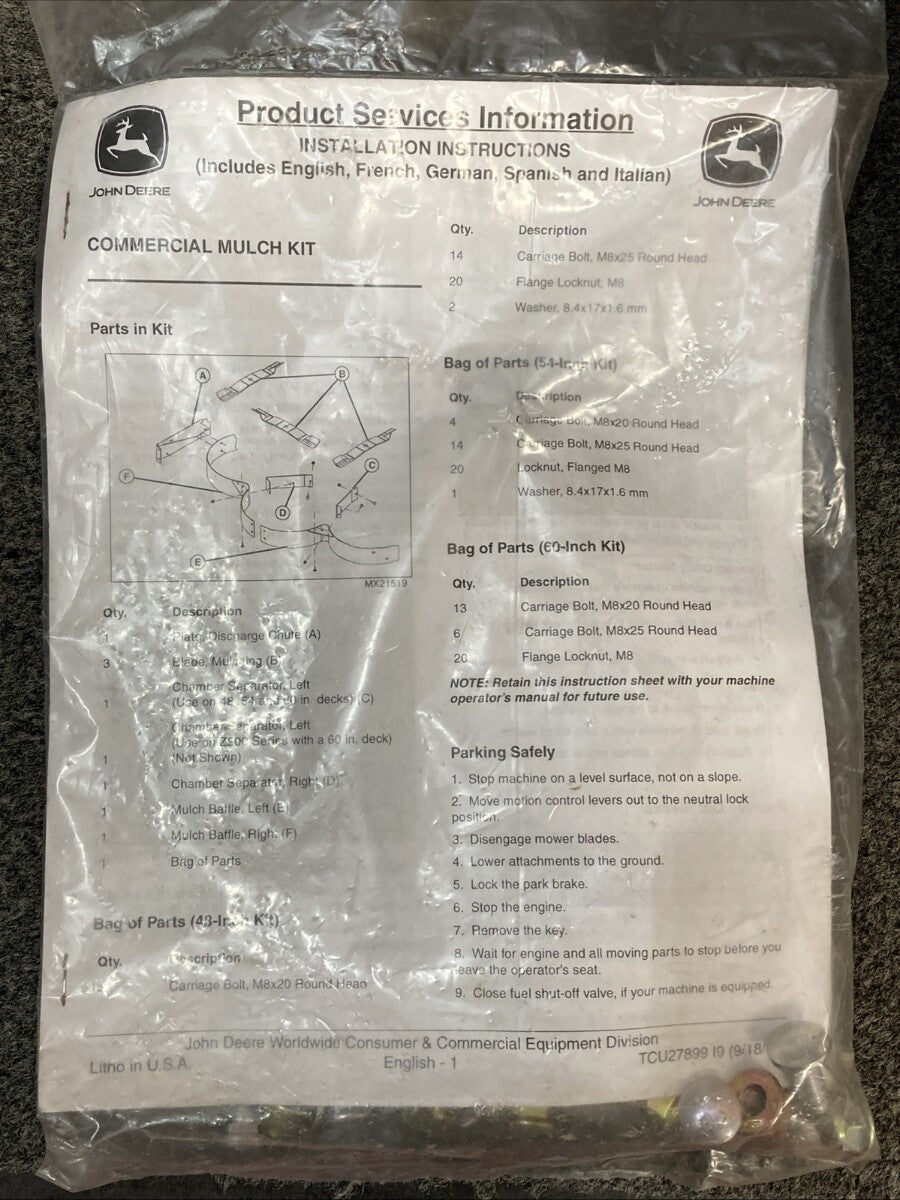 New Genuine John Deere TCB11469 Grass Mulching Attachment, 54 inch