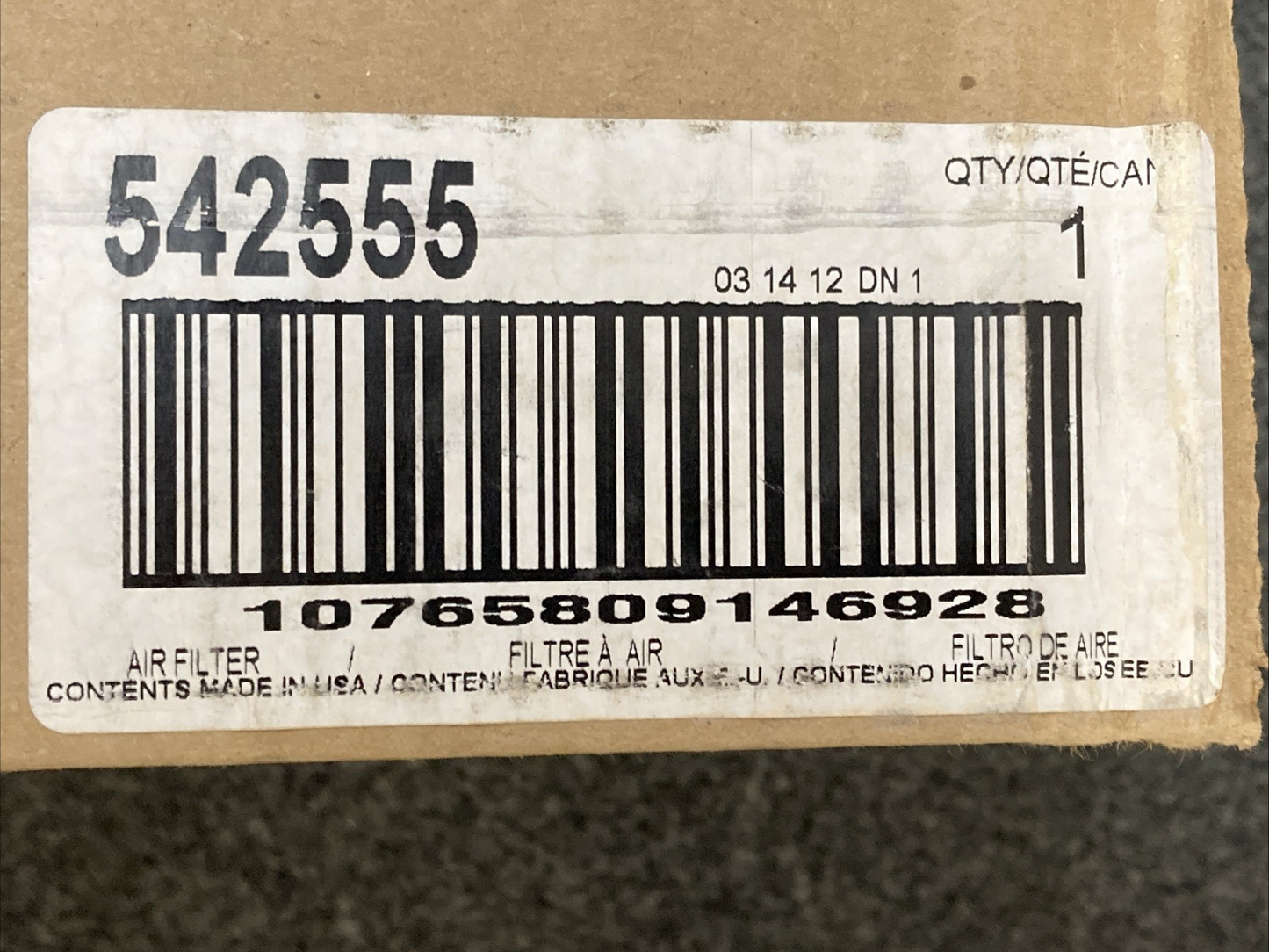 NEW GENUINE NAPA 2555 AIR FILTER, 542555