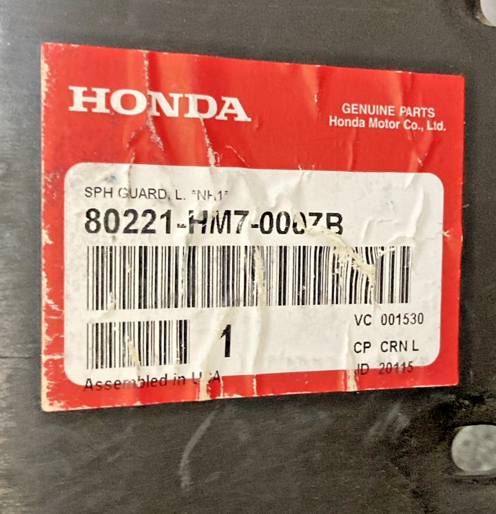 New Genuine Honda 80221-HM7-000ZB Splash Guard Lh Rh Fender Set, Black