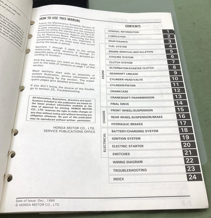 Genuine Honda 61MK701 VT700C Shadow Service Manual '86-'87
