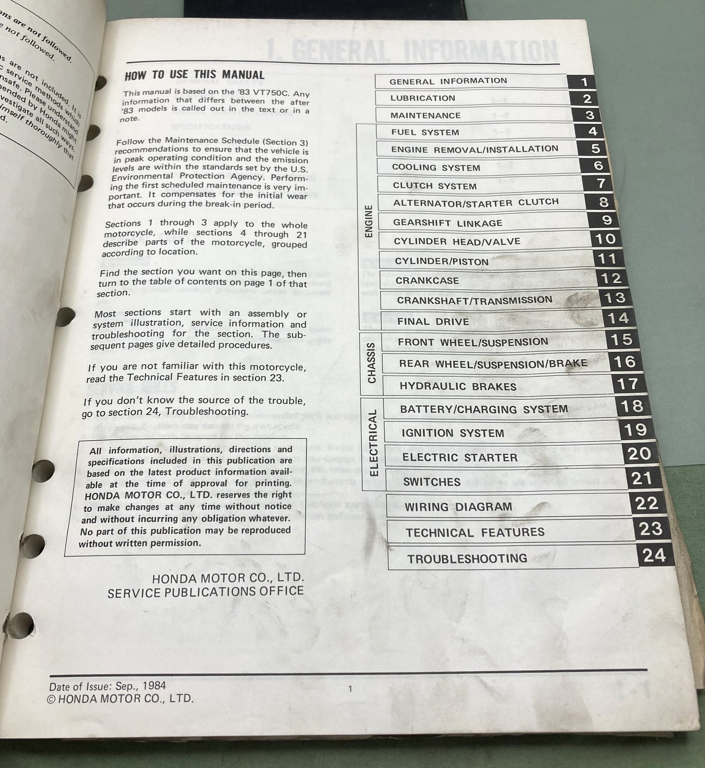 Genuine Honda 61ME902 VT700C VT750C Shadow Service Manual '83-'85