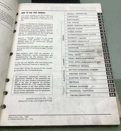 Genuine Honda 61ME902 VT700C VT750C Shadow Service Manual '83-'85