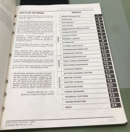 Genuine Honda 61MK801 VFR700F/FII VFR750F Interceptor Service Manual '86-'87