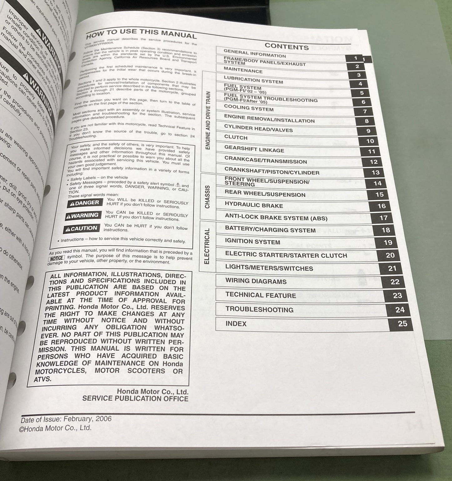 Genuine Honda 61MCW05 VFR800/A Interceptor Service Manual '02-'07