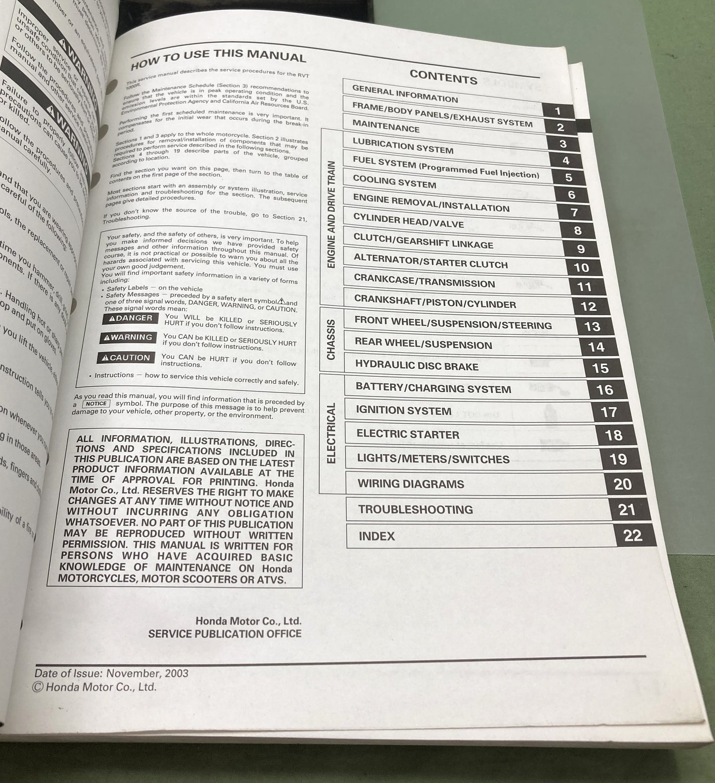 Genuine Honda 61MCF05 RVT1000R Service Manual '00-'05