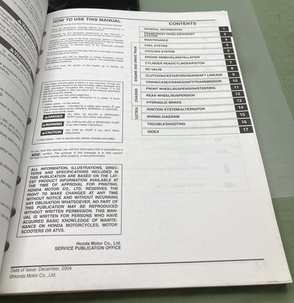 Genuine Honda 61KSK51 CR250R Service Manual '05-'06