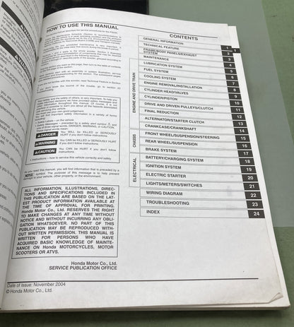 Genuine Honda 61KTB01 PS250 Big Ruckus Service Manual '05-'06