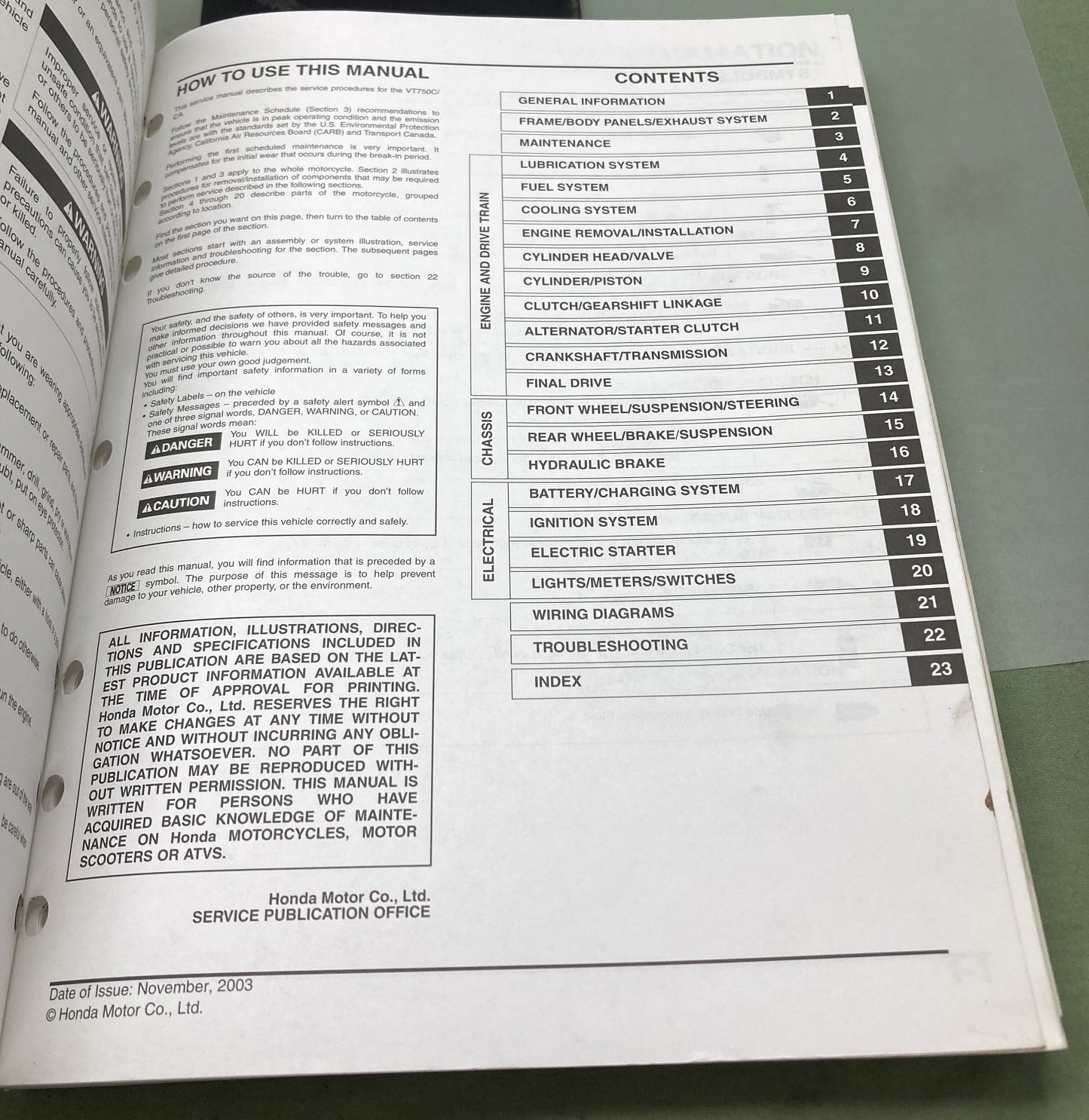 Genuine Honda 61MEG02 VT750C/C2 Service Manual '04-'06