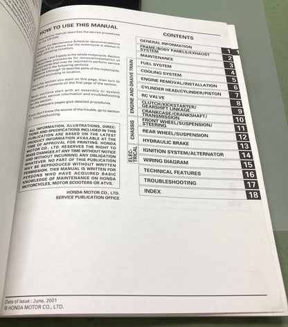 Genuine Honda 61KZ462 CR125R Service Manual '00-'02