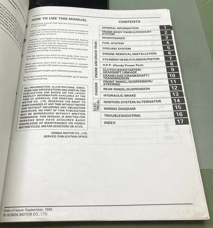 Genuine Honda 61KZ451 CR125R Service Manual '98-'99