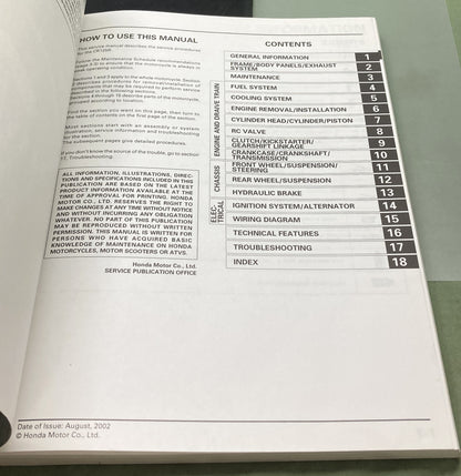 Genuine Honda 61KZ463 CR125R Service Manual '00-'03