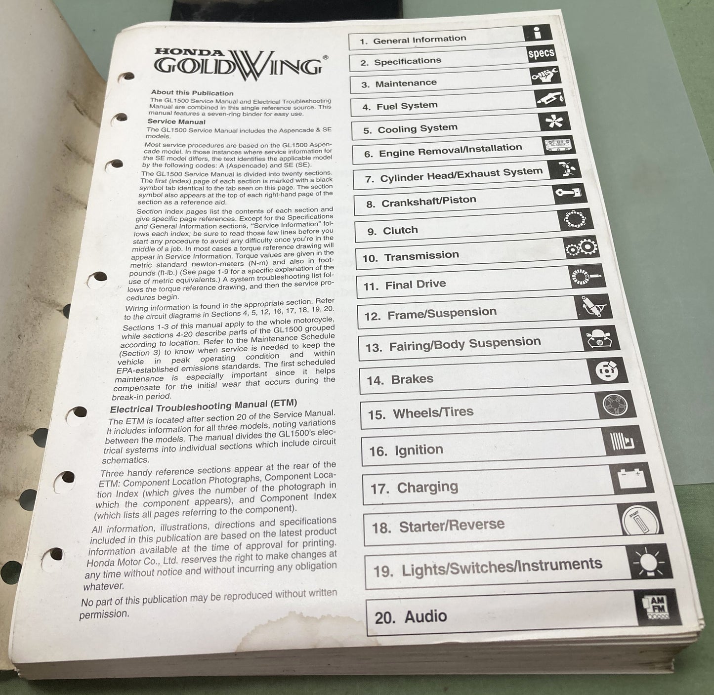 Genuine Honda 61MAM05-AH GL1500 A/SE Electrical Troubleshooting Manual 2000