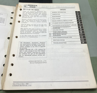Genuine Honda 61GC400 CR80R Shop Manual 1983 '83