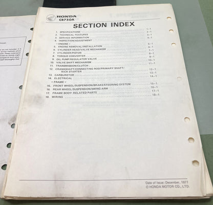 Genuine Honda 6139300 CB750A Shop Manual 1977