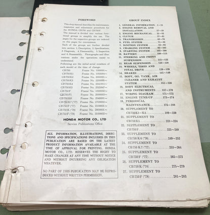 Genuine Honda 6230010 CB750 Shop Manual 1977