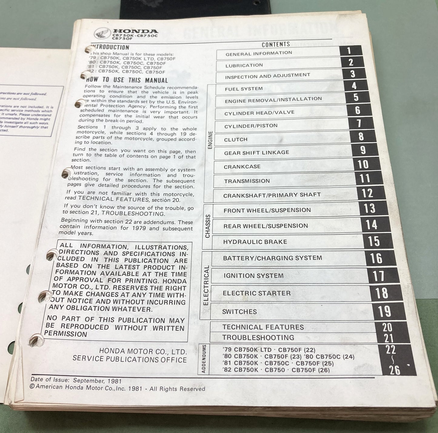 Genuine Honda 6142505 CB750 Shop Manual '79-'82