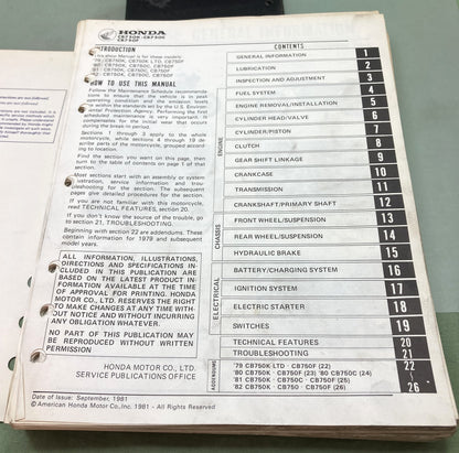 Genuine Honda 6142505 CB750 Shop Manual '79-'82
